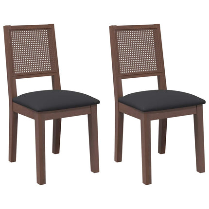 Chaises à manger coussins 2 pcs marron bois massif caoutchouc