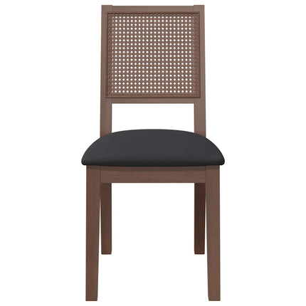 Chaises à manger coussins 2 pcs marron bois massif caoutchouc