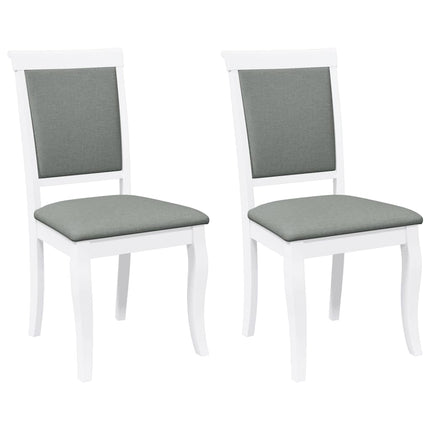 Chaises à manger coussins 2 pcs blanc bois massif caoutchouc