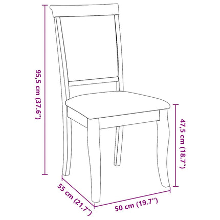 Chaises à manger coussins 2 pcs blanc bois massif caoutchouc