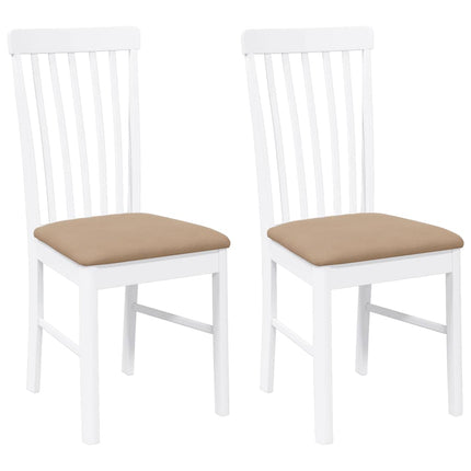 Chaises à manger coussins 2 pcs blanc bois massif caoutchouc