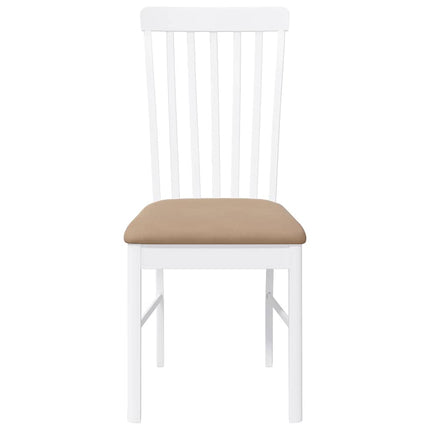 Chaises à manger coussins 2 pcs blanc bois massif caoutchouc