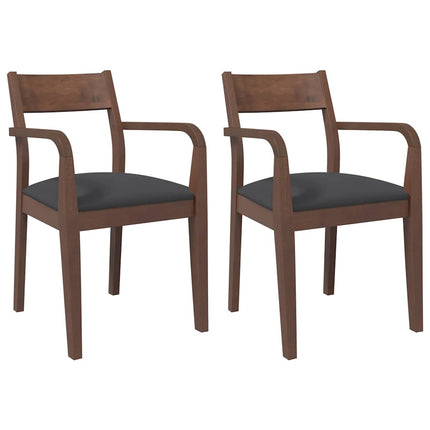 Chaises à manger coussins 2 pcs marron bois massif caoutchouc