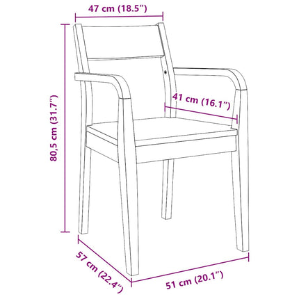 Chaises à manger 2 pcs bois massif naturel caoutchouc