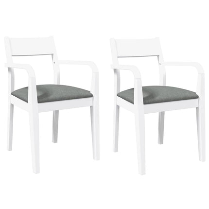 Chaises à manger coussins 2 pcs blanc bois massif caoutchouc