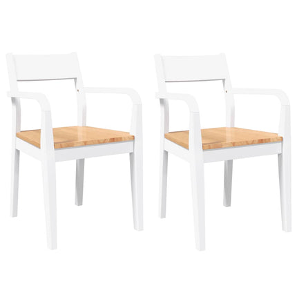 Chaises à manger 2 pcs blanc bois massif caoutchouc
