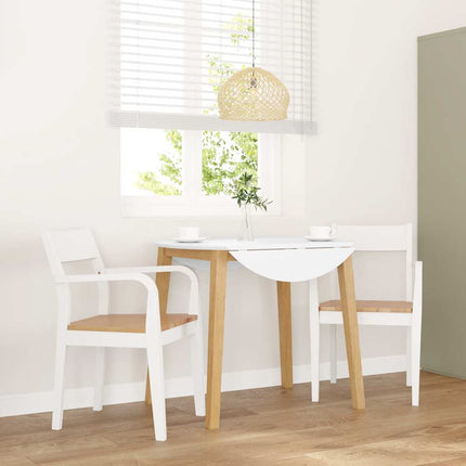 Chaises à manger 2 pcs blanc bois massif caoutchouc