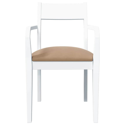 Chaises à manger coussins 2 pcs blanc bois massif caoutchouc