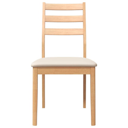 Chaises à manger coussins 2 pcs naturel bois massif caoutchouc