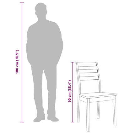 Chaises à manger 2 pcs bois massif naturel caoutchouc