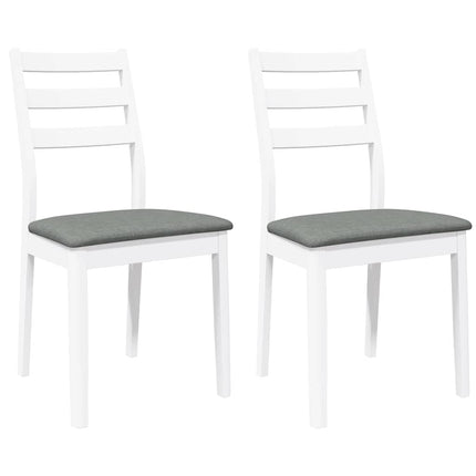 Chaises à manger coussins 2 pcs blanc bois massif caoutchouc