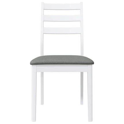 Chaises à manger coussins 2 pcs blanc bois massif caoutchouc