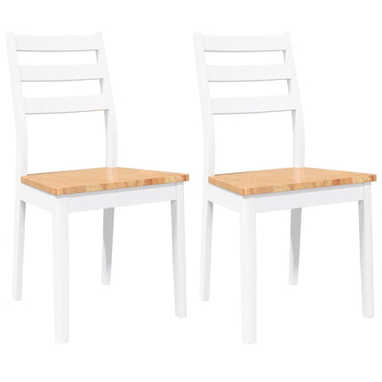 Chaises à manger 2 pcs blanc bois massif caoutchouc