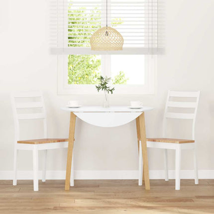 Chaises à manger 2 pcs blanc bois massif caoutchouc