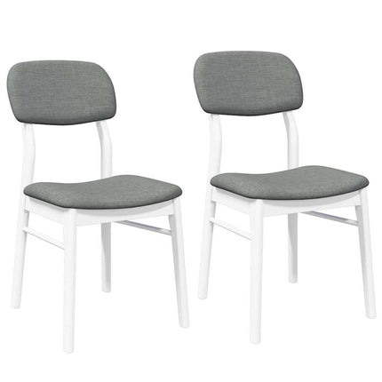 Chaises à manger coussins 2 pcs blanc bois massif caoutchouc