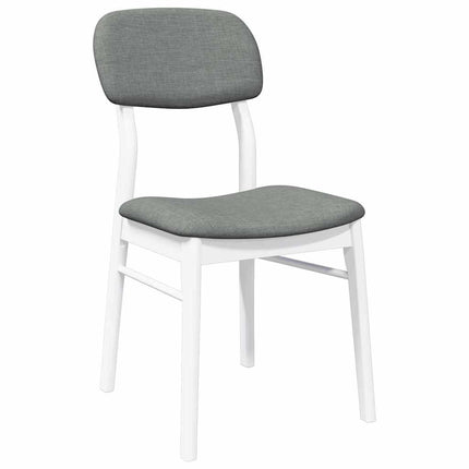 Chaises à manger coussins 2 pcs blanc bois massif caoutchouc