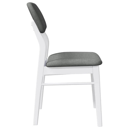 Chaises à manger coussins 2 pcs blanc bois massif caoutchouc