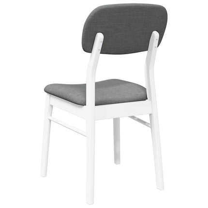 Chaises à manger coussins 2 pcs blanc bois massif caoutchouc