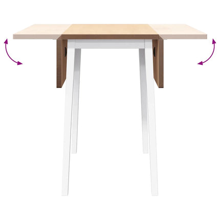 Table à manger blanc bois massif et caoutchouc