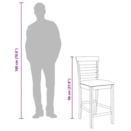 Tabourets de bar avec coussins 2 pcs marron bois massif d'hévéa