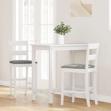 Tabourets de bar avec coussins 2 pcs blanc bois massif d'hévéa