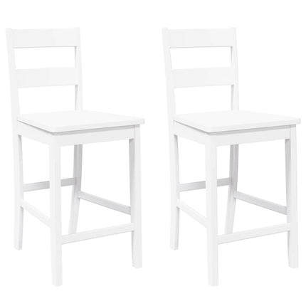 Tabourets de bar 2 pcs blanc bois massif d'hévéa