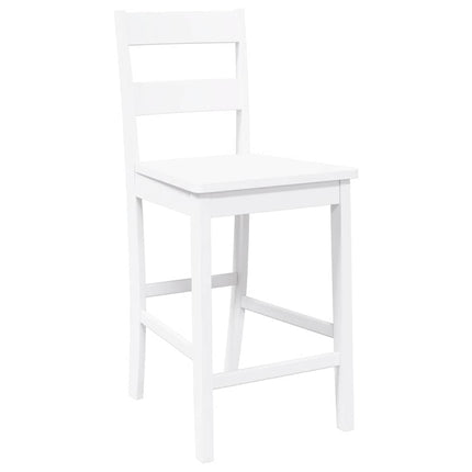 Tabourets de bar 2 pcs blanc bois massif d'hévéa