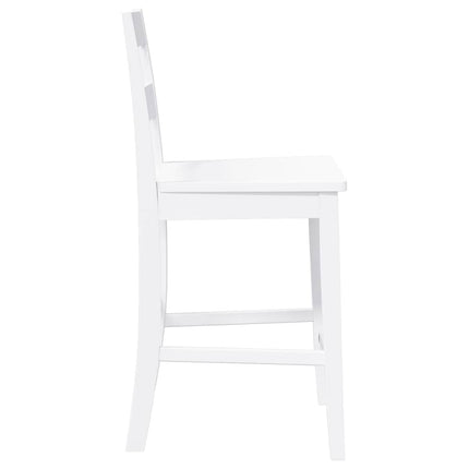 Tabourets de bar 2 pcs blanc bois massif d'hévéa