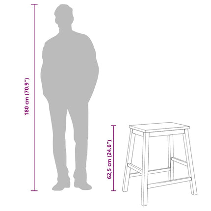 Chaises de bar 2 pcs blanc bois massif d'hévéa