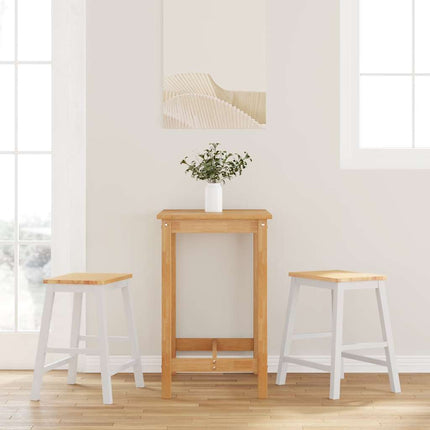 Chaises de bar 2 pcs blanc bois massif d'hévéa