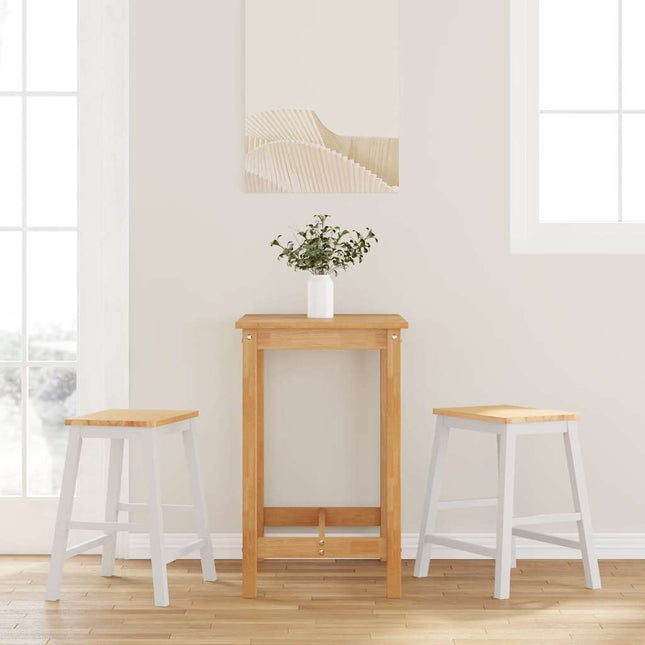Chaises de bar 2 pcs blanc bois massif d'hévéa