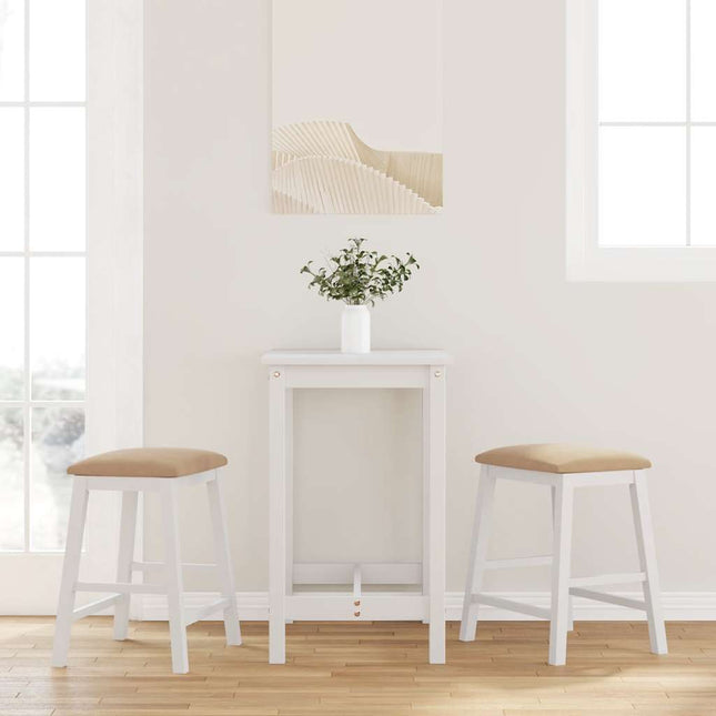 Chaises de bar avec coussins 2 pcs blanc bois massif d'hévéa