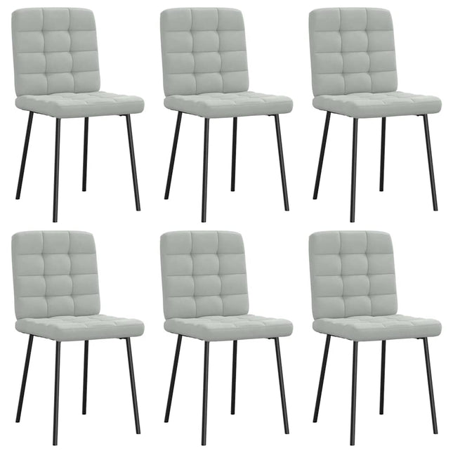 Chaises à manger lot de 6 gris clair velours