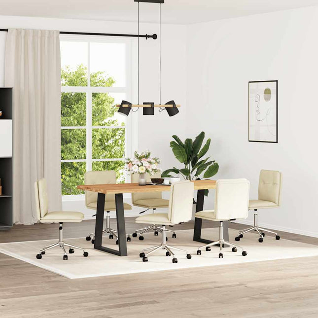 Chaises à manger lot de 6 crème similicuir