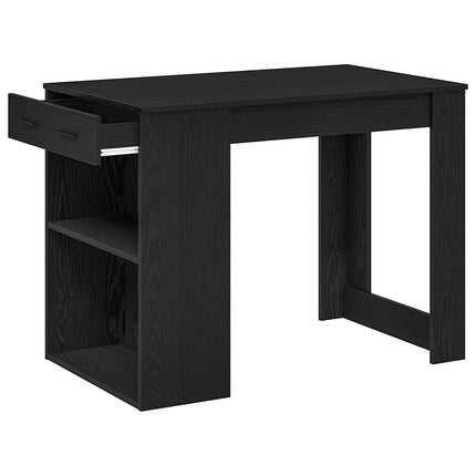Bureau avec tiroir et étagère chêne noir bois d'ingénierie