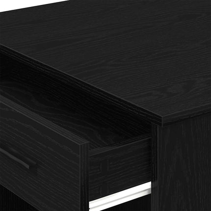 Bureau avec tiroir et étagère chêne noir bois d'ingénierie