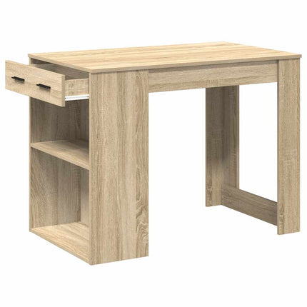 Bureau avec tiroir et étagère chêne sonoma bois d'ingénierie