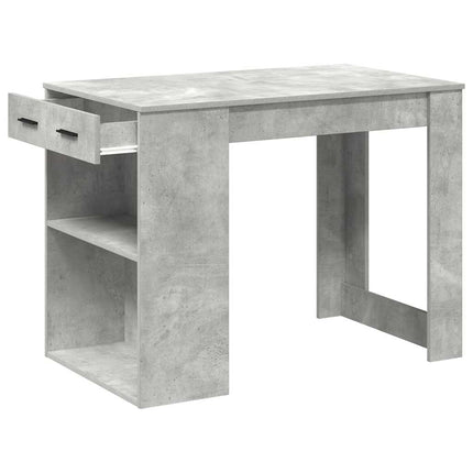 Bureau avec tiroir et étagère gris béton bois d'ingénierie