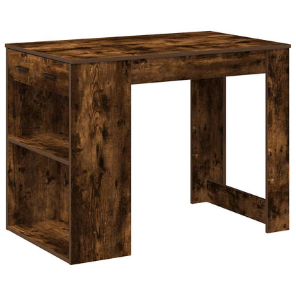 Bureau avec tiroir et étagère chêne fumé bois d'ingénierie