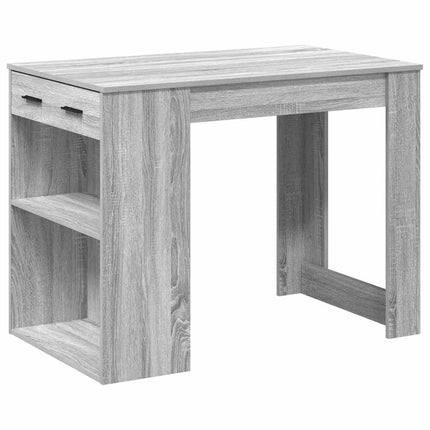 Bureau avec tiroir et étagère sonoma gris bois d'ingénierie