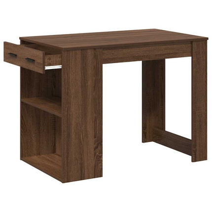 Bureau avec tiroir et étagère chêne marron bois d'ingénierie
