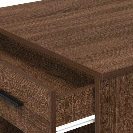 Bureau avec tiroir et étagère chêne marron bois d'ingénierie