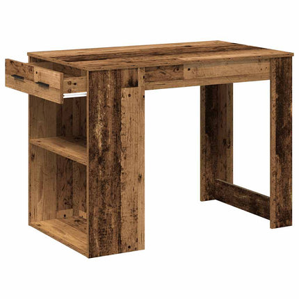 Bureau avec tiroir et étagère vieux bois bois d'ingénierie