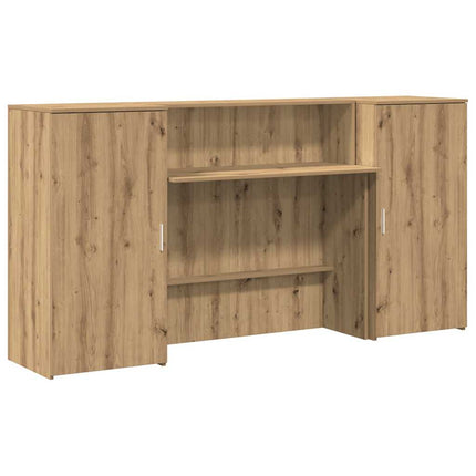 Bureau réception chêne artisanal 200x50x103,5cm bois ingénierie