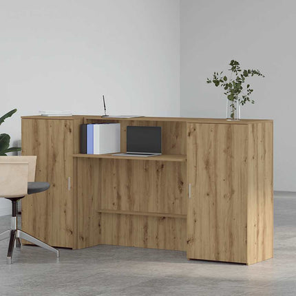 Bureau réception chêne artisanal 200x50x103,5cm bois ingénierie