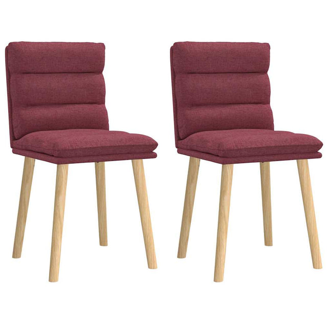 Chaises à manger lot de 2 rouge bordeaux tissu
