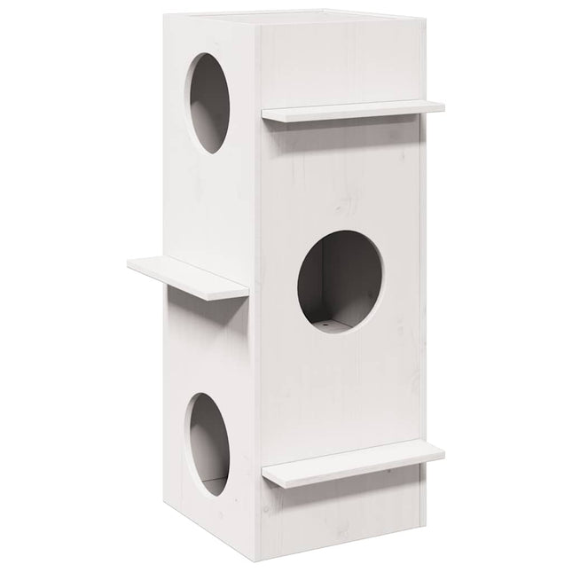 Maison pour chat blanc 43x43x90 cm bois de pin massif