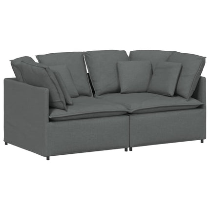 Canapé modulaire avec coussins en tissu gris foncé