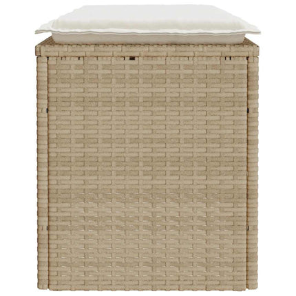 Banc de jardin avec coussin beige 110x40x44 cm résine tressée