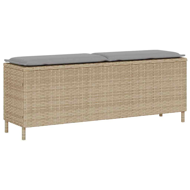 Banc de jardin avec coussin beige 110x30x40,5 cm résine tressée